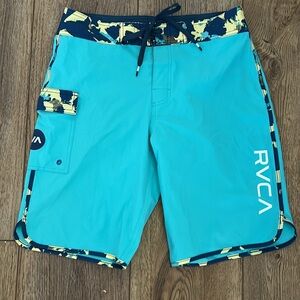 RVCA Blue and Teal Board Shorts NWOT‎ Men’s Size 30